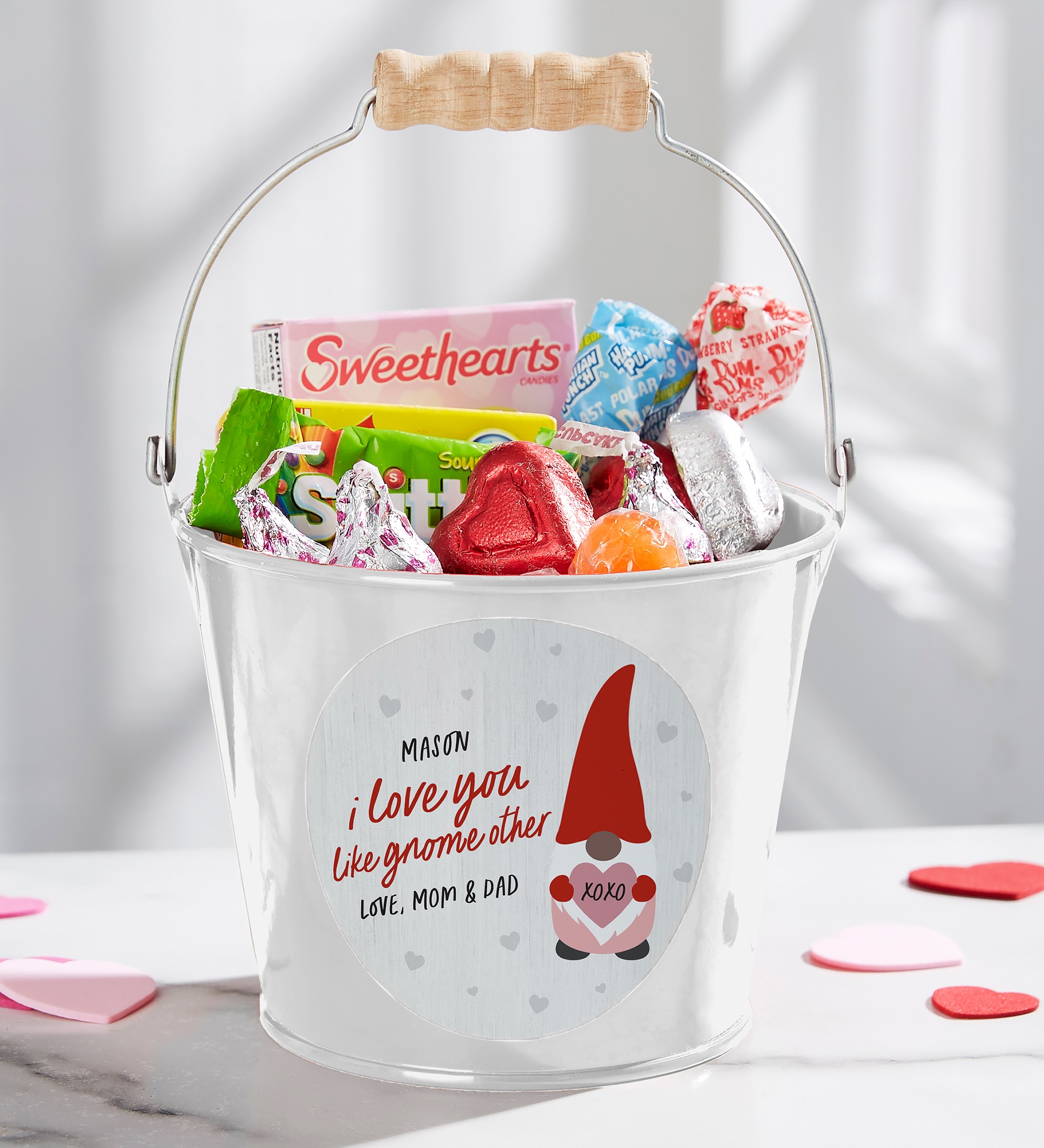 Gnome Personalized Valentine's Day Treat Bucket